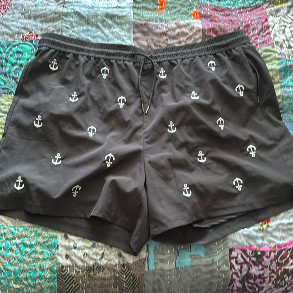 Brisira Men’s Anchor Surf Shorts 1 zip pocket Boxer Liner no tags Size XXL